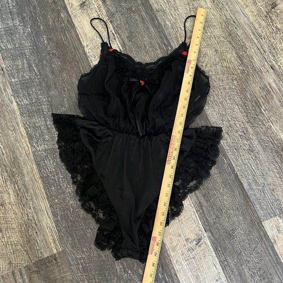 Vintage Tosca Lingerie California Teddy Black Nylon Lace Snap Crotch Bodysuit - Picture 8 of 10